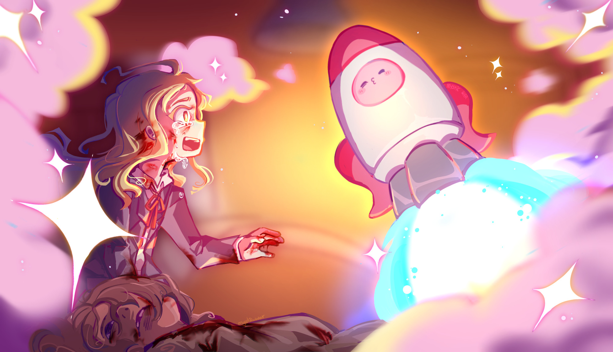 Redraw of scene from 'Takopi's Original Sin'