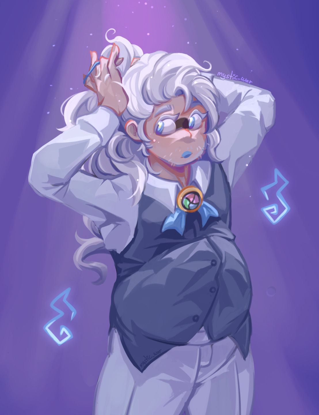 Digital drawing of a human interpertation of character 'Whisper' from 'Yo-Kai Watch'
