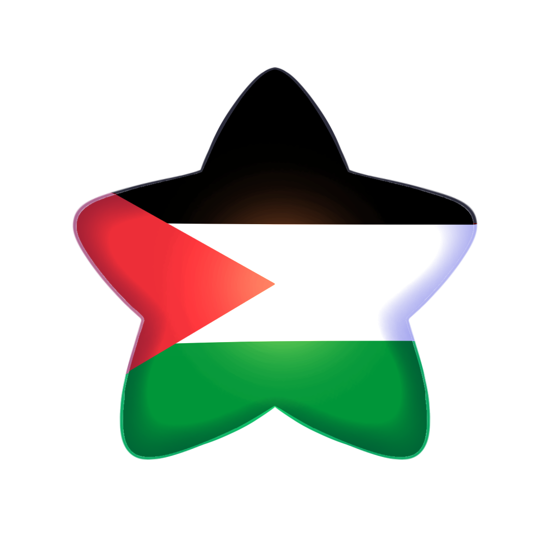 star coloured like the Palestinian flag.